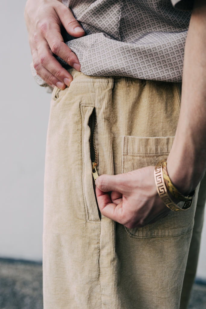 CORDUROY - STRAIGHT LEG PANTS - CREAM